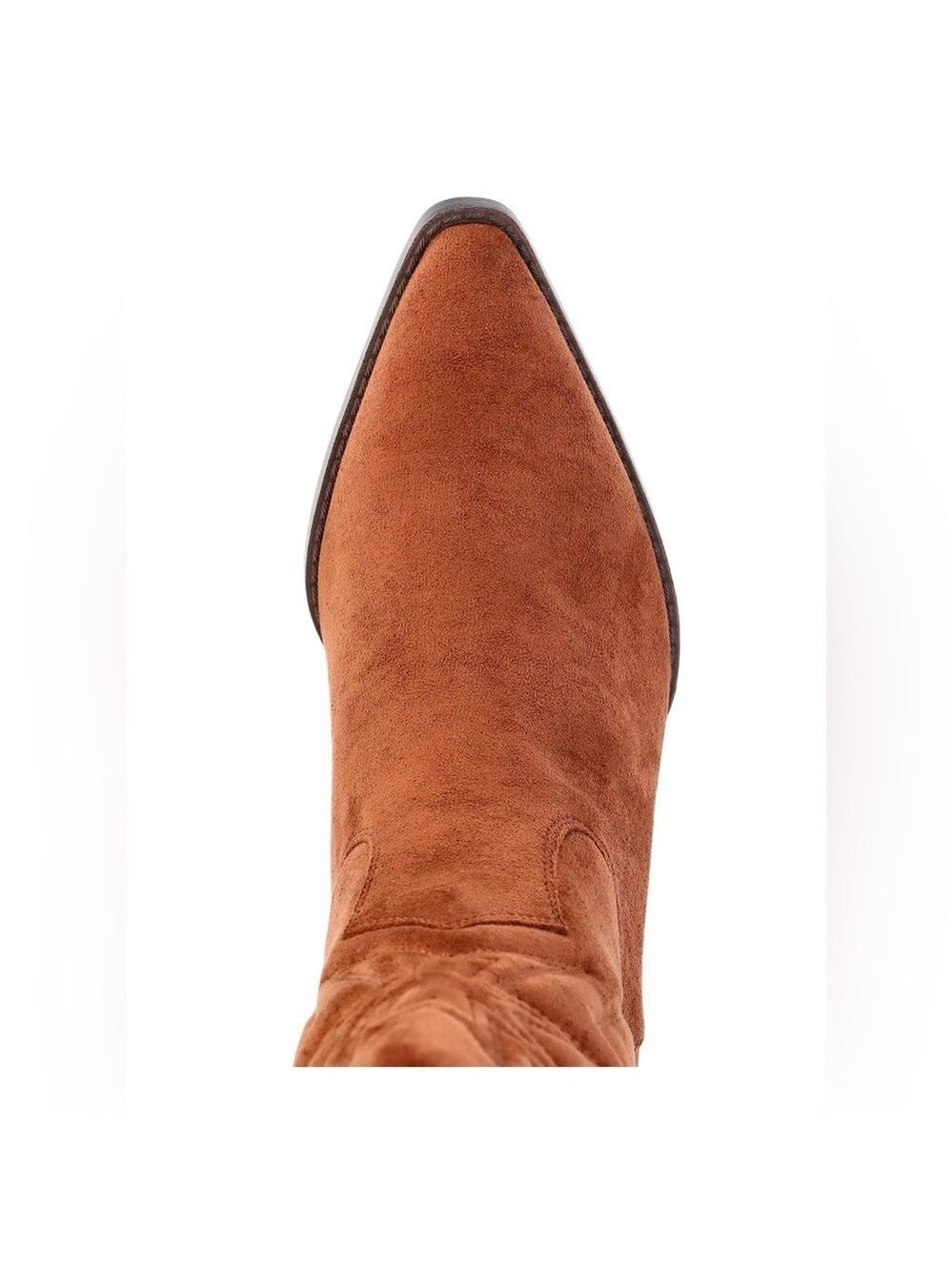 Time and Tru Cowboy Boots Cognac Faux Suede Wide Size 9 - Picture 3 of 12